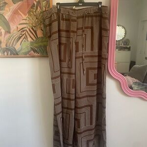 H&M Brown and Cream Striped Wide-Leg Pants